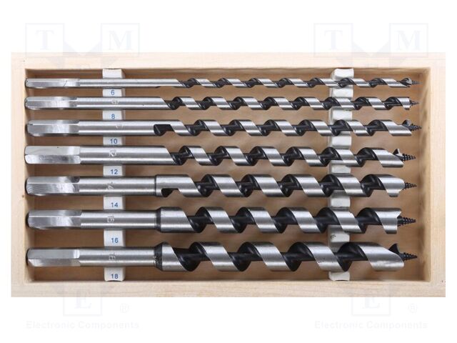 Drill set; for wood; wood,chipboard; L: 230mm; 7pcs; aucher