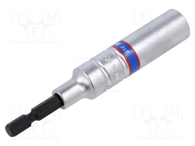 Wrench; 6-angles,hex socket,socket spanner; 1/4" (E6,3mm); long