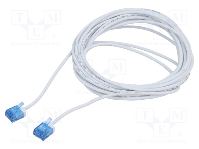 Patch cord; U/UTP; 6a; stranded; Cu; LSZH; white; 5m; 32AWG; -20÷75°C