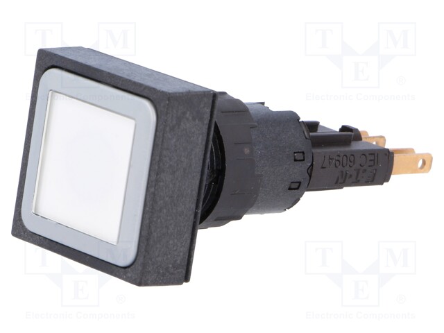Switch: push-button; Stabl.pos: 2; 16mm; white; filament lamp