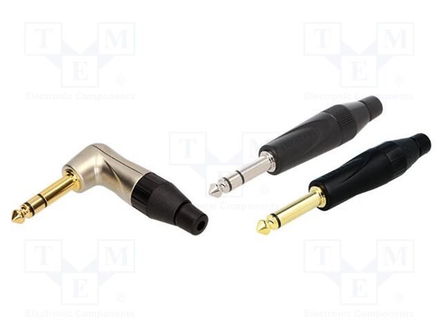 Plug; Jack 6,35mm; male; mono; angled 90°; for cable; soldering