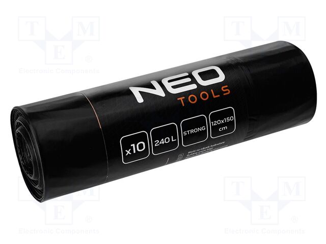 Trash bags; Thick: 0.06mm; black; 240l; 10pcs.