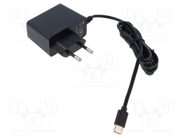 Power supply: switching; mains,plug-in; 5VDC; 2A; 10W; Out: USB C