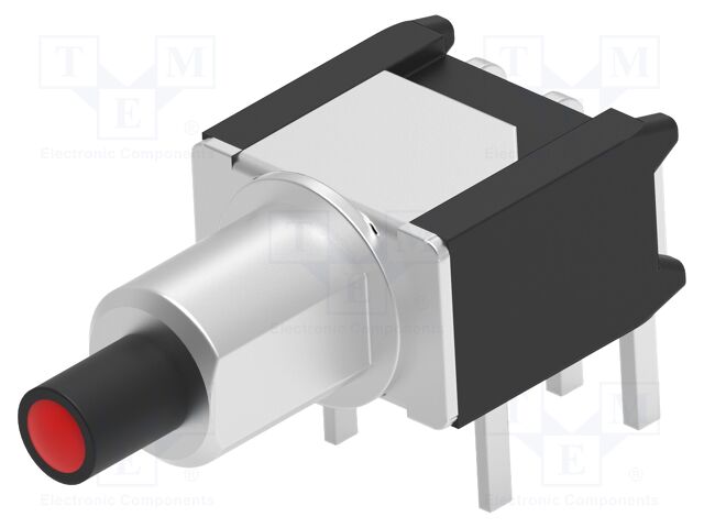 Switch: push-button; Pos: 2; SPDT; 20mA/20VAC; 0.02A/20VDC; ON-(ON)