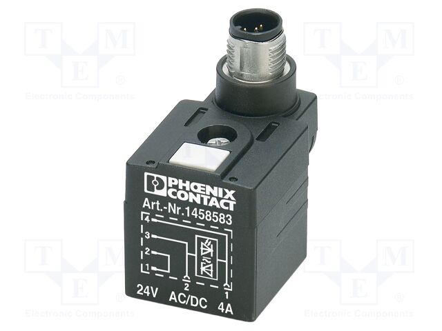 Adapter; M12 male,valve connector format A; PIN: 4; straight