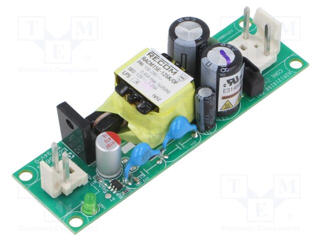 Converter: AC/DC; 15W; 80÷275VAC; Uout: 12VDC; Iout: 1.25A; 84.5%