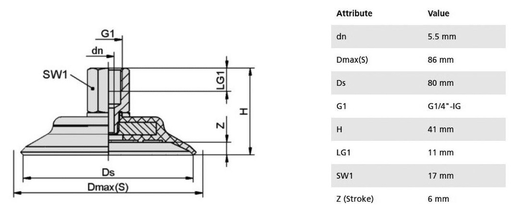 Component: suction cup; Man.series: PFYN; Mounting: G1/4-IG; 62.5g