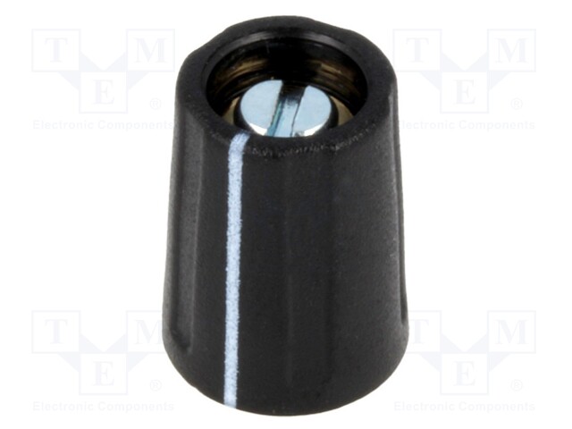 Knob; with pointer; ABS; Shaft d: 3.18mm; Ø10.5x14mm; black