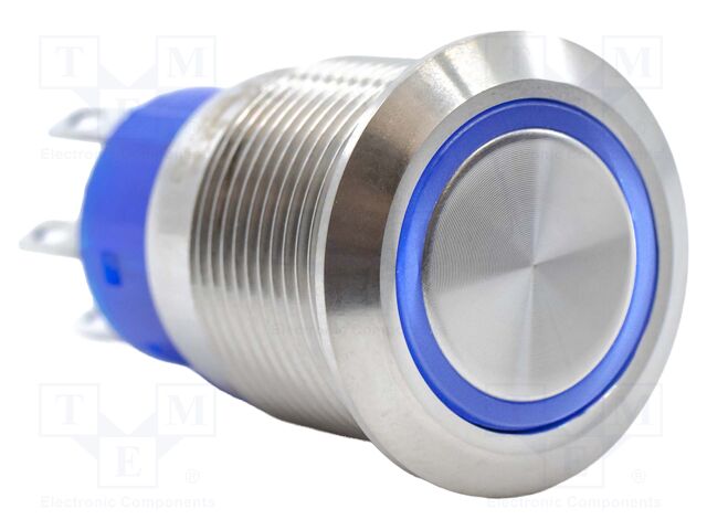 Switch: vandal resistant; DPDT; 3A/250VAC; IP67; ON-(ON); blue; 12V