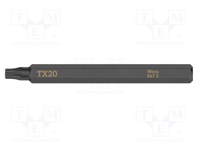 Screwdriver bit; Torx®; TX20; Overall len: 70mm; Mounting: 1/4"