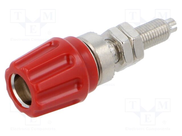 Connector: 4mm banana; socket; 63A; 30VAC; 60VDC; red; soldered,M6