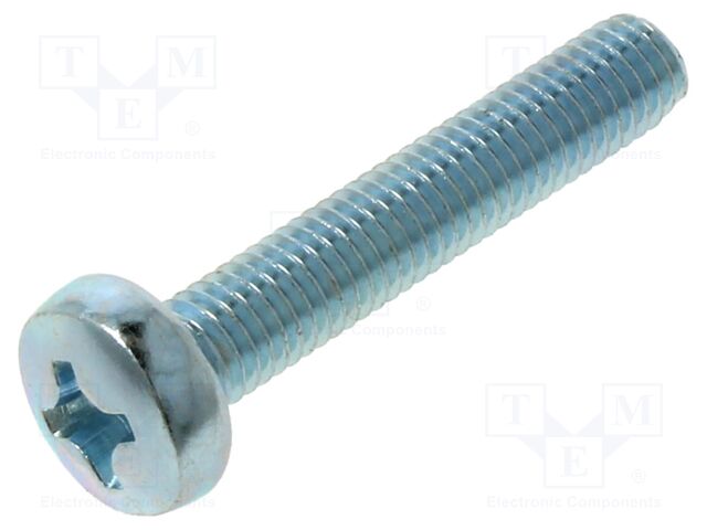 Screw; M8x45; Head: cheese head; Phillips; PH4; steel; zinc