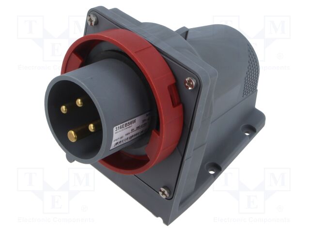 Connector: AC supply 3-phase; socket; male; angled; -25÷40°C; IP67