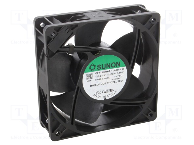 Fan: EC; axial; 230VAC; 120x120x38mm; 132m3/h; 40.2dBA; 3100rpm