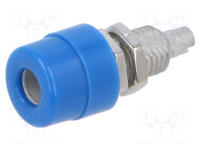 Connector: 4mm banana; socket; 32A; 60VDC; blue; screw; -25÷85°C