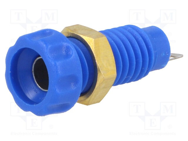 Socket; 4mm banana; 10A; 60VDC; 23mm; blue; nickel plated