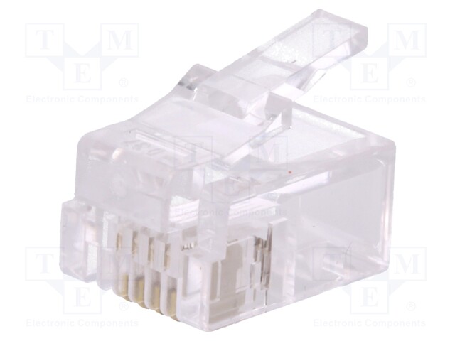 Plug; RJ11; PIN: 4; unshielded; gold-plated; Layout: 6p4c; crimped