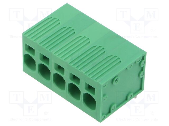PCB terminal block; Contacts ph: 7.5mm; ways: 5; angled 90°; green