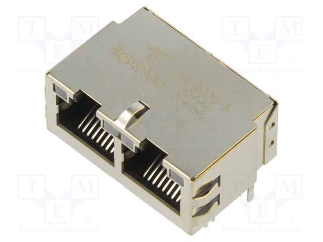 Socket; RJ45; PIN: 8; shielded,with LED; Layout: 8p8c; THT; angled