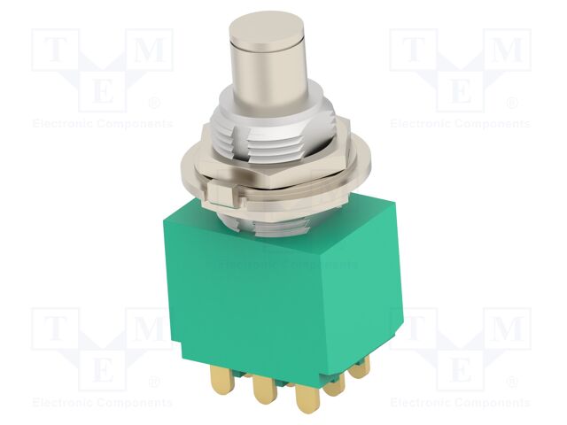 Switch: push-button; Pos: 2; 3PST; 3A/250VAC; 4A/28VDC; ON-(OFF)