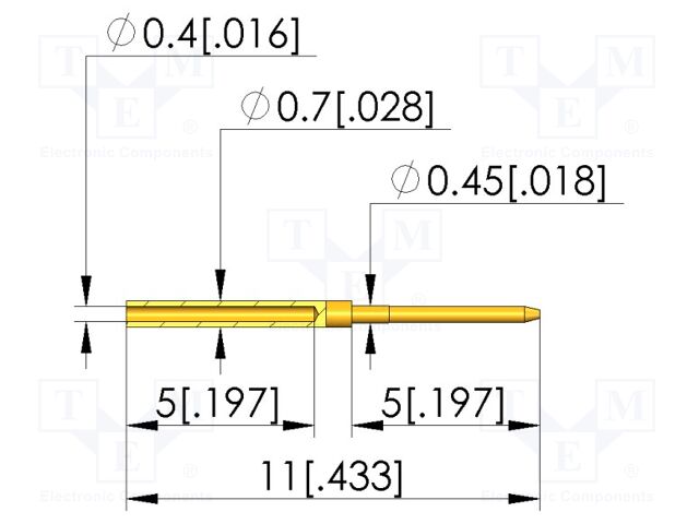 Test plug; L: 11mm; test needles; Dim: Ø0.4x11mm; plug