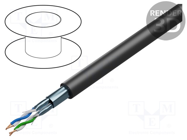 Wire; BiT 500 2(ST) BLACK FR; 8x2x0.75mm2; shielded,Al-PET foil