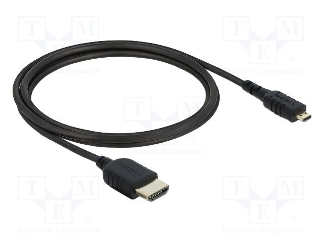 Cable; HDMI plug,micro HDMI plug; Len: 1m; black; 36AWG; 48Gbps
