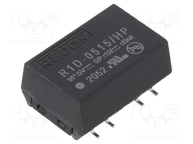 Converter: DC/DC; 1W; Uin: 4.5÷5.5V; Uout: 15VDC; Uout2: -15VDC; SMD
