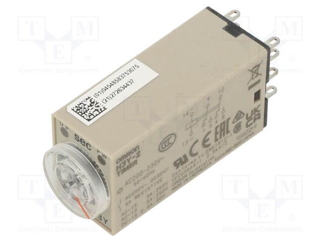 Timer; 1÷30s; DPDT; 200÷230VAC; number of operation modes: 1; IP40