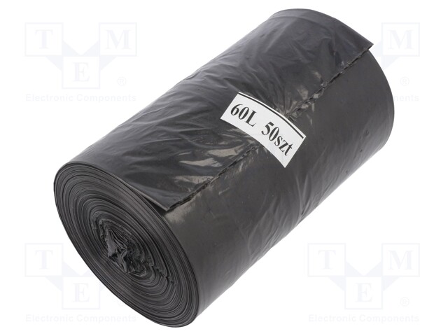 Trash bags; 20pcs; LDPE; Colour: black; 60l