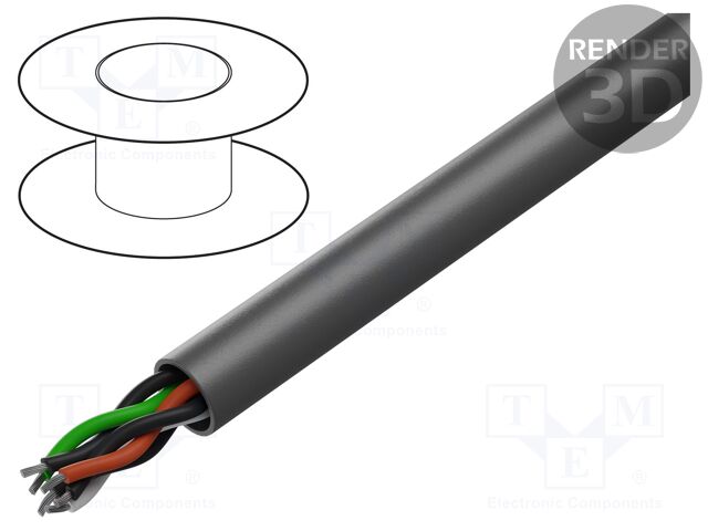 Wire; Alpha Essential C&C; 7x2x28AWG; PVC; dark grey; 300V; 305m