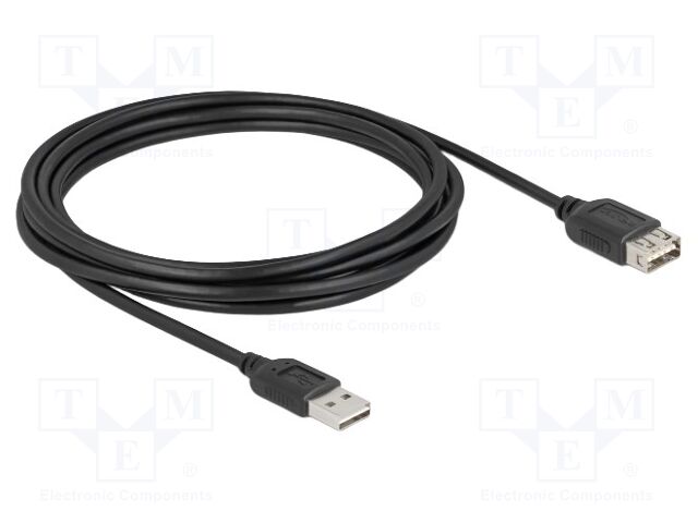 Cable; USB 2.0; gold-plated; 3m; black; 24AWG,28AWG; 480Mbps