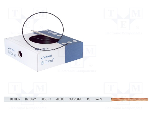 Wire; BiTOne; stranded; Cu; 1mm2; white; PVC; 300/500V; 100m; Class: 5