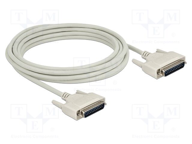 Cable; D-Sub 25pin plug,both sides; Len: 5m; beige; Øcable: 7mm