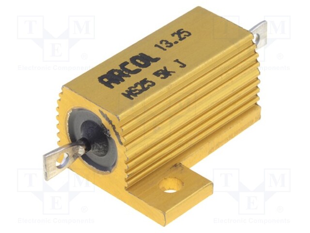 Resistor: wire-wound; with heatsink; screw; 5kΩ; 25W; ±5%; 25ppm/°C