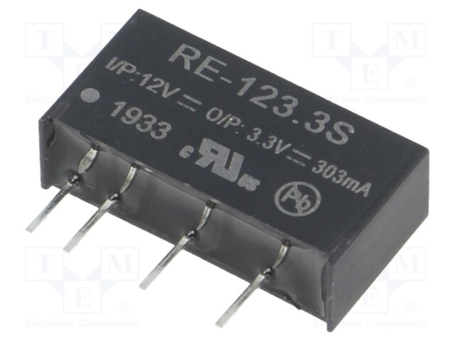 Converter: DC/DC; 1W; Uin: 10.8÷13.2V; Uout: 3.3VDC; Iout: 303mA