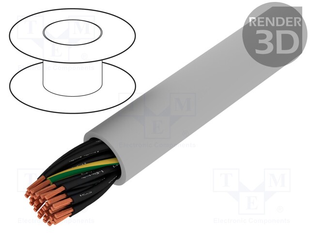 Wire; stranded; Cu; JZ-500-PUR; 34G0,75mm2; unshielded; grey; PUR