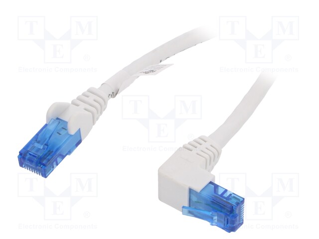 Patch cord; U/UTP; 6a; stranded; CCA; PVC; white; 0.25m; 24AWG