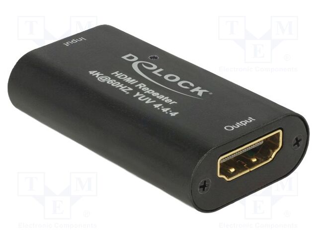 Repeater; HDMI socket,both sides; metal; 30m; black