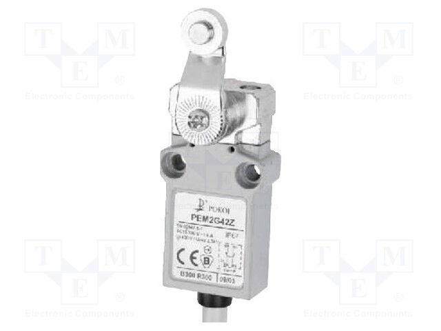 Limit switch; lever R 27mm, metallic roller Ø14mm; NO + NC; 5A