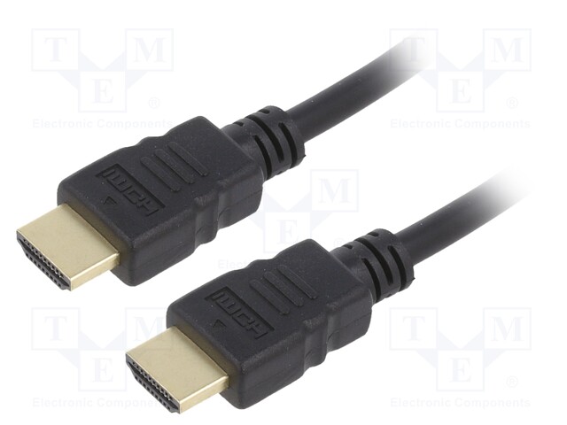 Cable; HDMI 2.0; HDMI plug,both sides; 1m; black; 30AWG; Core: Cu