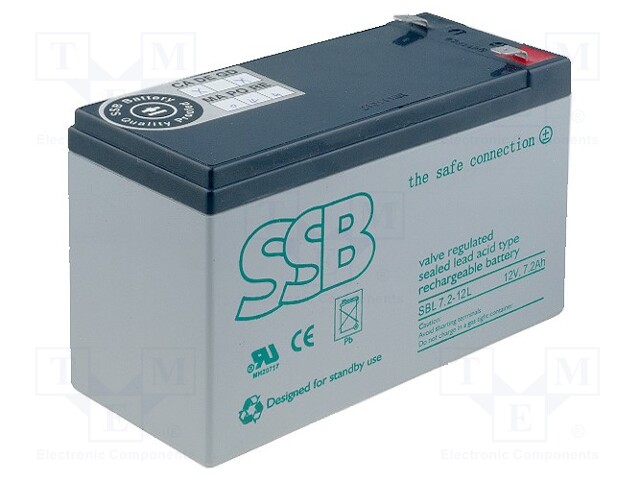 Re-battery: acid-lead; 12V; 7.2Ah; AGM; maintenance-free