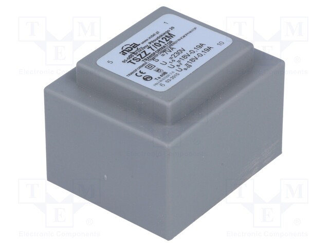 Transformer: encapsulated; 7VA; 230VAC; 18V; 18V; 0.19A; 0.19A; IP00