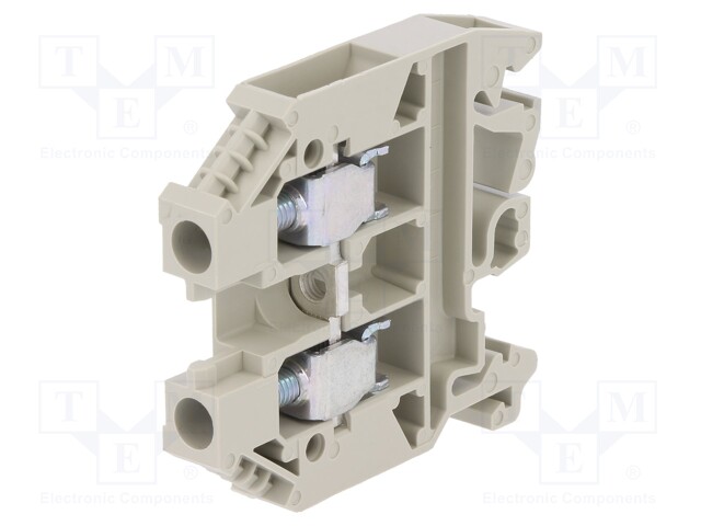 Splice terminal: rail; 6mm2; ways: 1; terminals: 2; grey; Width: 8mm