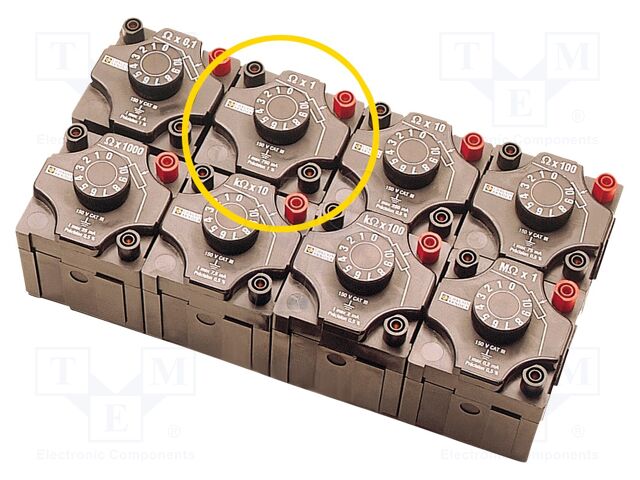 Decade box: resistance; 1÷10Ώ; Number of ranges: 11; 750mA; 7.5V