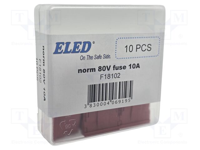 Fuse: fuse; 10A; 80VDC; automotive; 19mm; 19x5.1x20mm