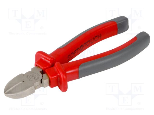 Pliers; side,cutting; ergonomic two-component handles,satin