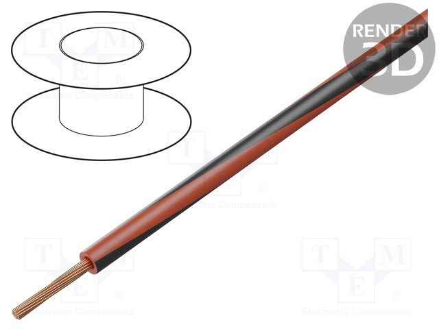 Wire; X05V-K; stranded; Cu; 0.75mm2; red-black; PVC; 300/500V