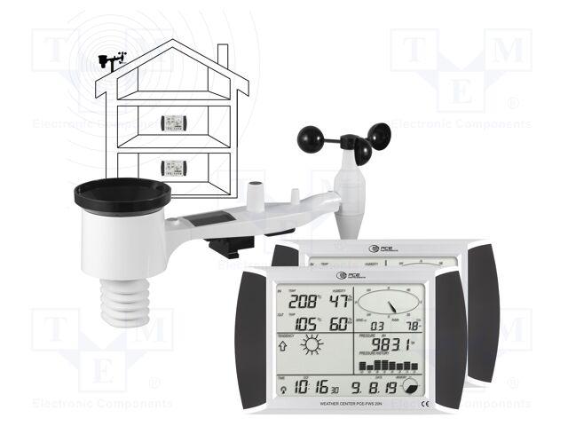 Weather station; touch screen,LCD 7"; -40÷60°C; 0÷50m/s; 1÷99%RH