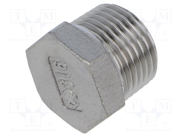 Screw plug; max.10bar; acid resistant steel AISI 316; 16mm